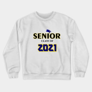 Senior Class of 2021 Blue and Yellow Graphic Design Crewneck Sweatshirt